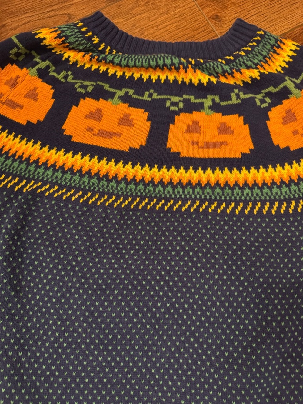ModCloth Navy Pumpkin Halloween Sweater Dress - Picture 2 of 3